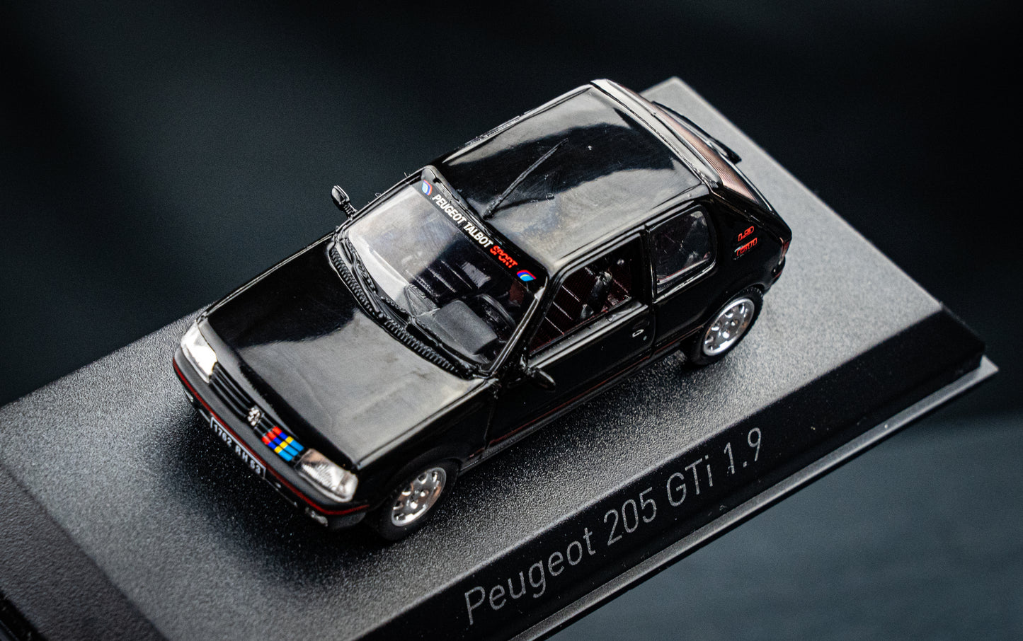 Peugeot 205 GTI 1.9 BJ 1992 black with PTS Deko Norev 1:43
