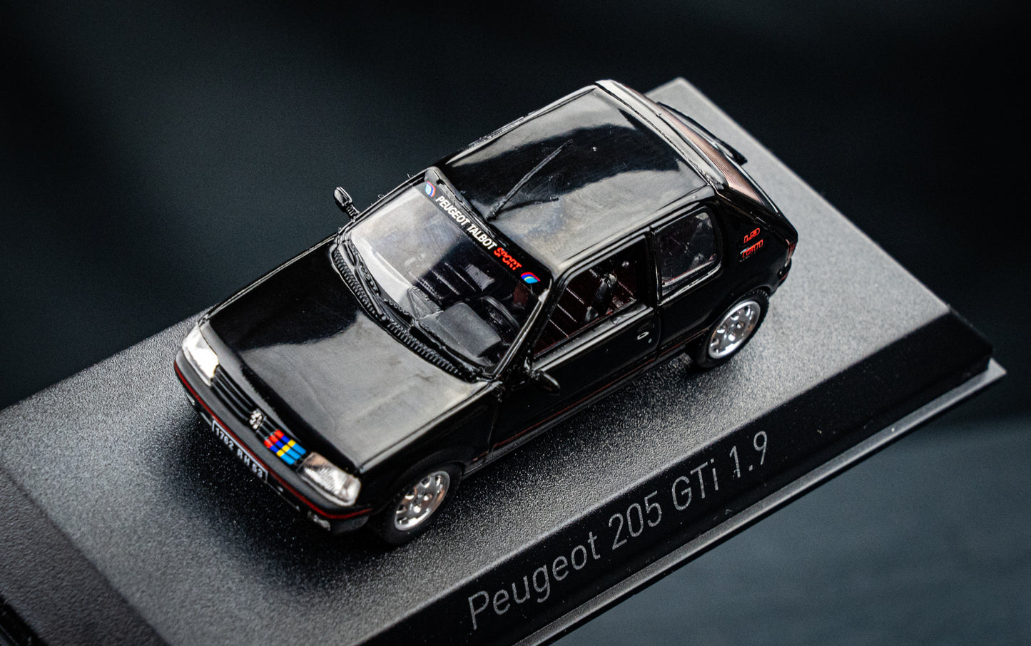 Peugeot 205 GTI 1.9 BJ 1992 black with PTS Deko Norev 1:43