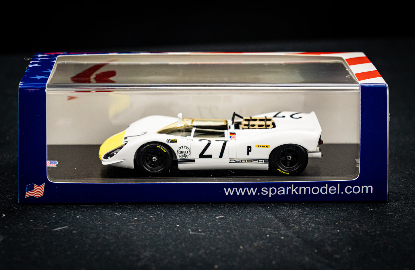 Porsche 908-2 #27 lim. 500 Stk. Stommelen / Buzzetta / Ahrens - 3rd 12h Sebring 1969 - Spark 1:43