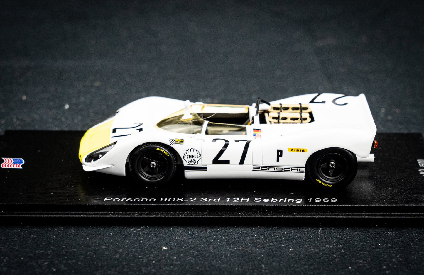 Porsche 908-2 #27 lim. 500 Stk. Stommelen / Buzzetta / Ahrens - 3rd 12h Sebring 1969 - Spark 1:43