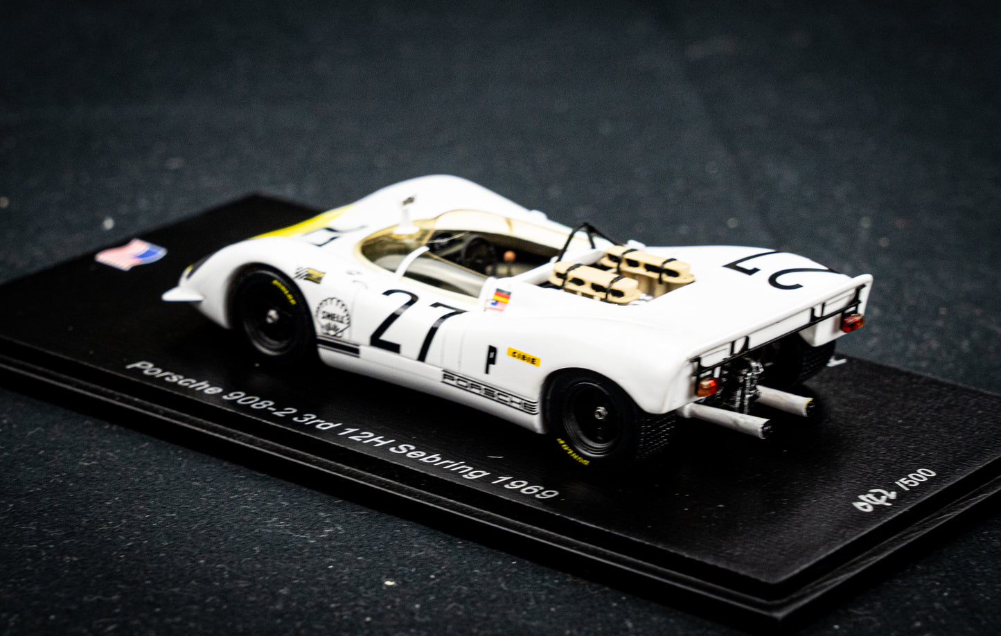 Porsche 908-2 #27 lim. 500 Stk. Stommelen / Buzzetta / Ahrens - 3rd 12h Sebring 1969 - Spark 1:43