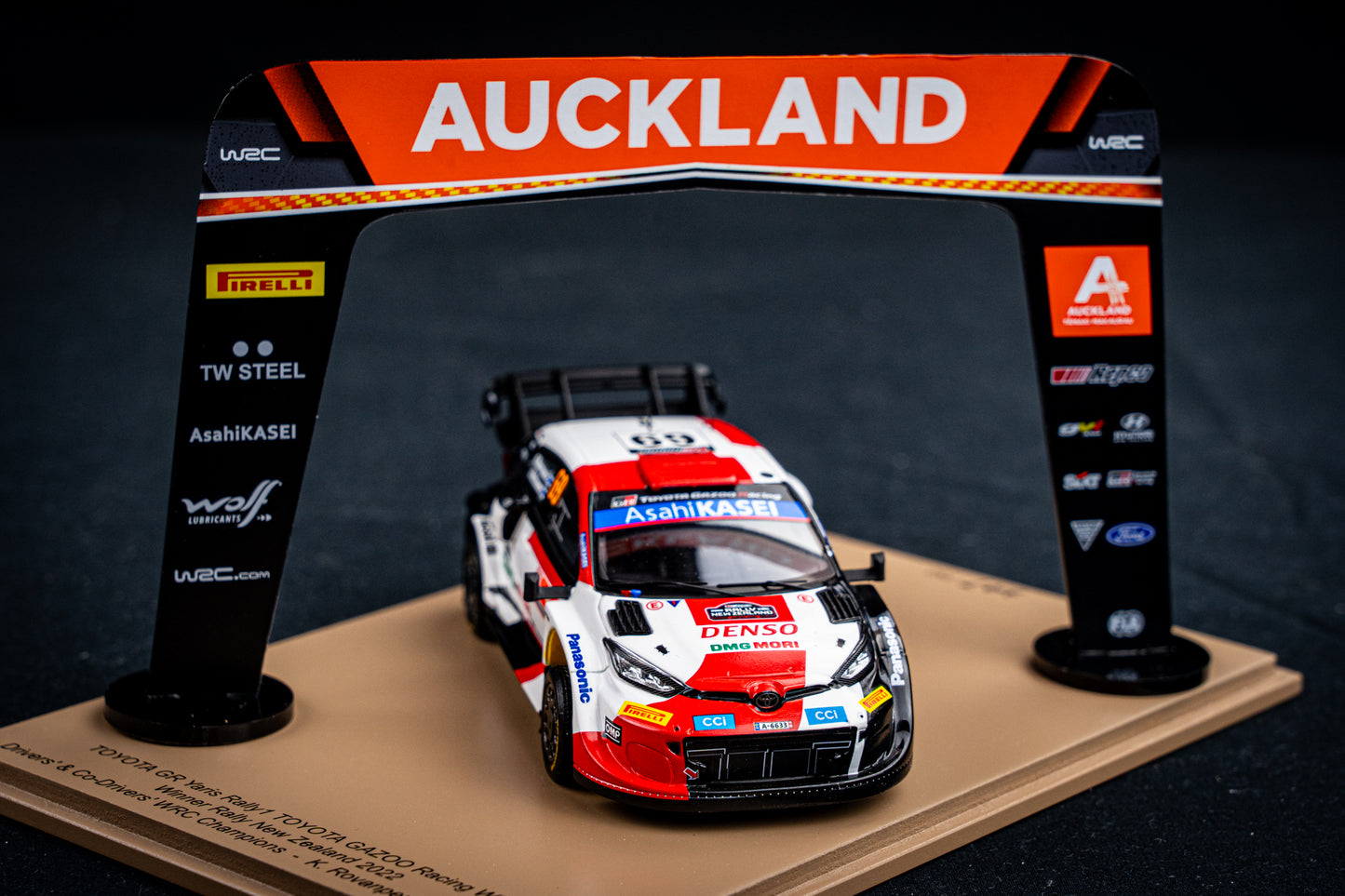 Toyota GR Yaris Rallye1 #69 Rovanperä / Haltunnen - Winner Rallye New Zealand - Weltmeister 2022 - Spark 1:43