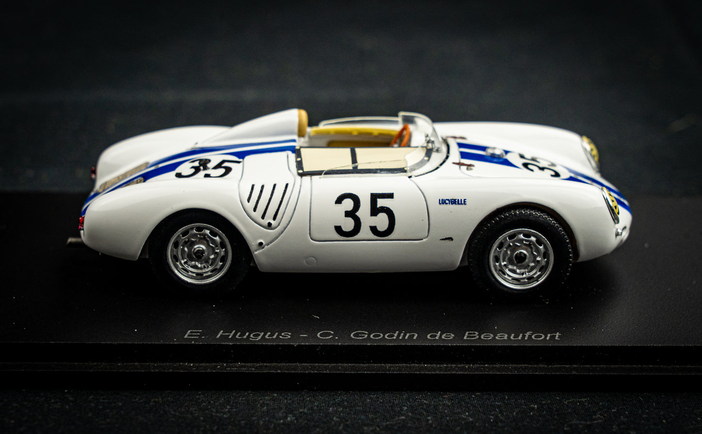 Porsche 550A #35 Hugus / Godin de Beaufort 8th 24h LeMans 1957 Spark 1:43
