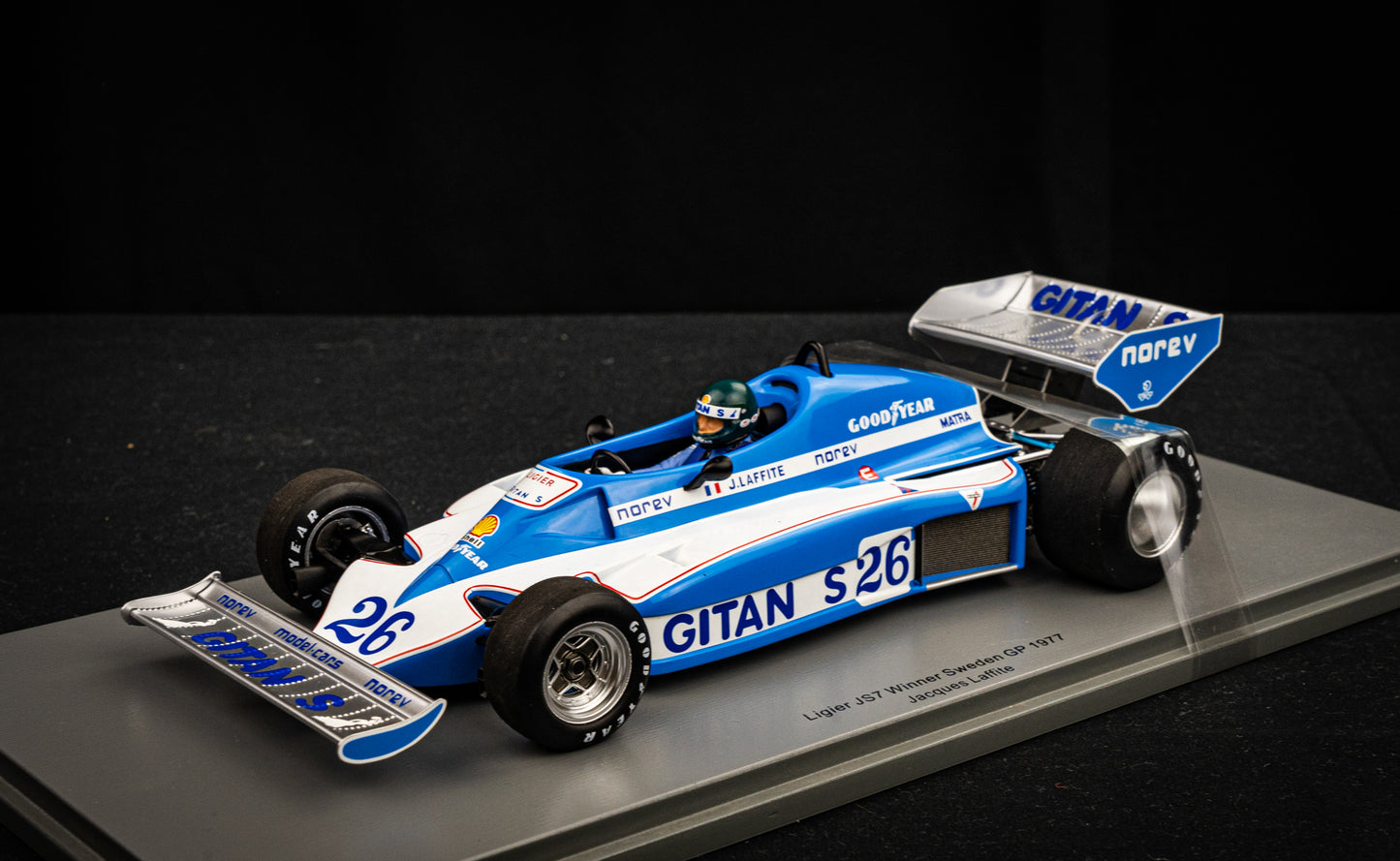 Ligier JS7 #26 Jacques Laffite - Sieger GP Schweden 1977, Spark 1:18