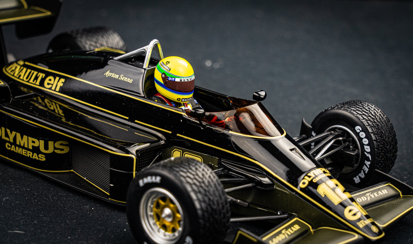 Ayrton Senna Lotus Renault 97T #12 GP Portugal 1985 Rain Tyres - Minichamps 1:18