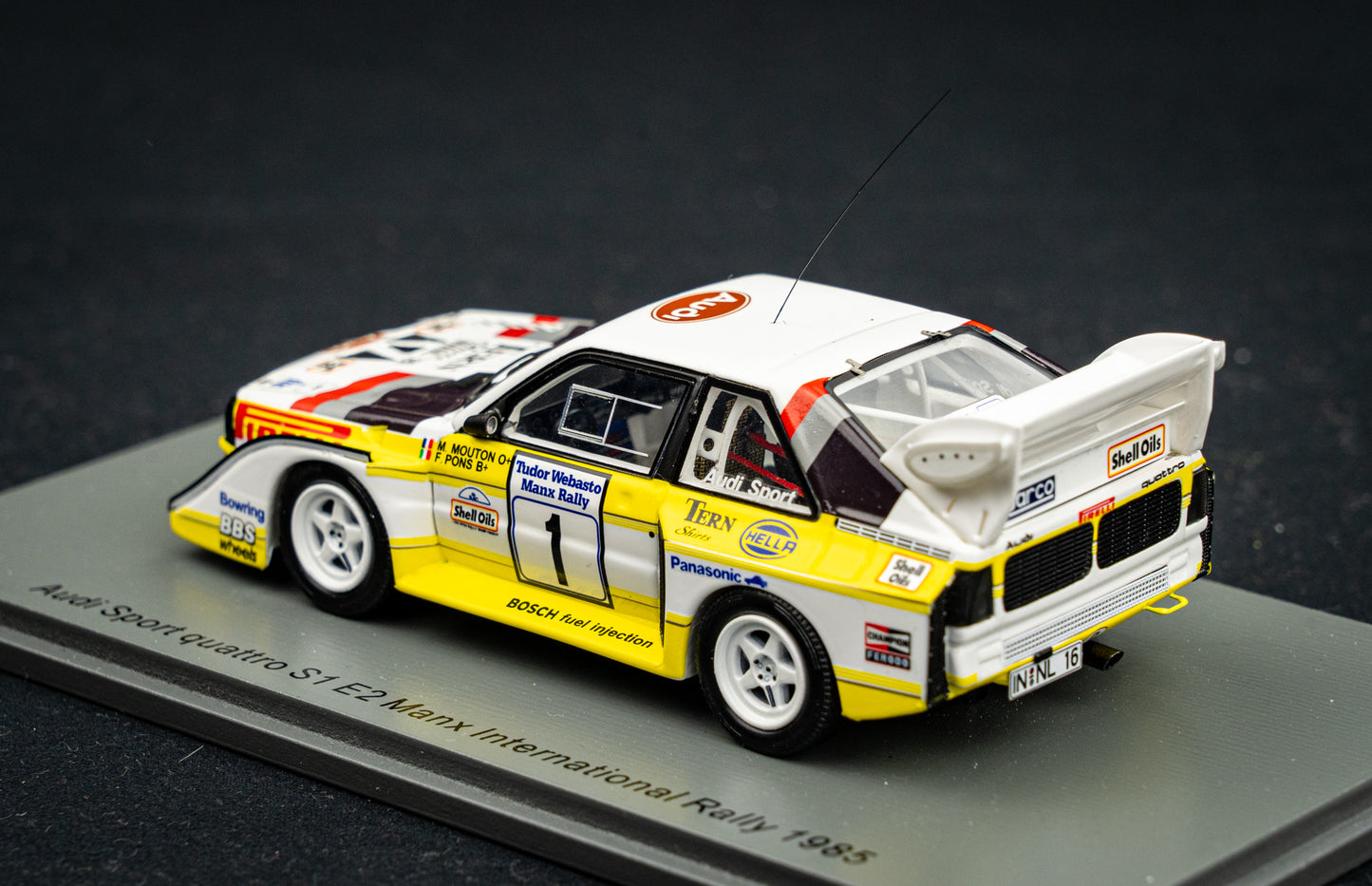 Audi Sport quattro S1 E2 #1 M. Mouton / F. Pons Manx International Rallye 1985 - Spark 1:43