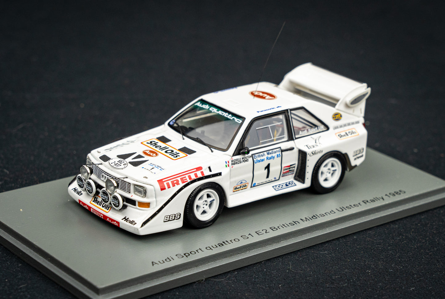 Audi Sport quattro S1 E2 #1 M. Mouton / F. Pons Ulster Rallye 1985 - Spark 1:43