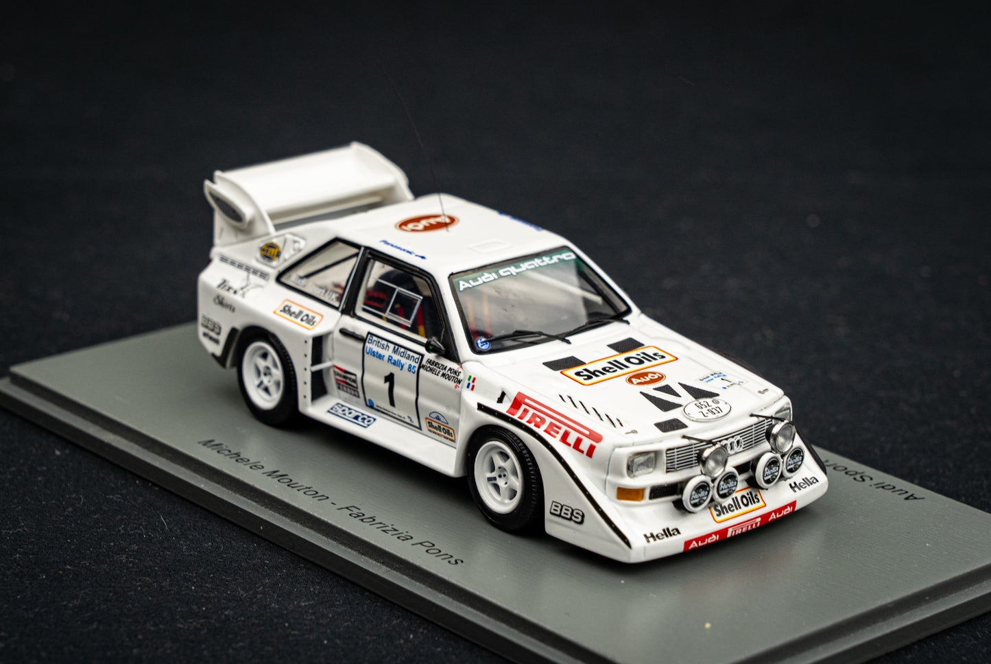 Audi Sport quattro S1 E2 #1 M. Mouton / F. Pons Ulster Rallye 1985 - Spark 1:43