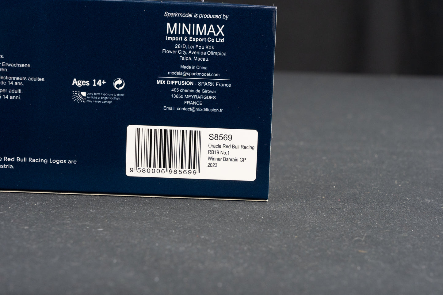 Max Verstappen Red Bull Racing RB19 #1 Winner GP Bahrain 2023 - Spark 1:43