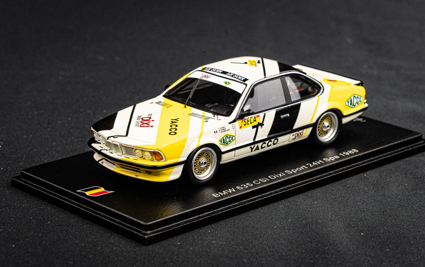 BMW 635csi #7 lim. 300 pcs. Fevrot / di Gioia / Delavallade - 24h Spa 1988 Spark 1:43
