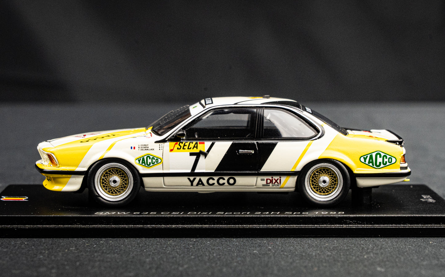 BMW 635csi #7 lim. 300 pcs. Fevrot / di Gioia / Delavallade - 24h Spa 1988 Spark 1:43
