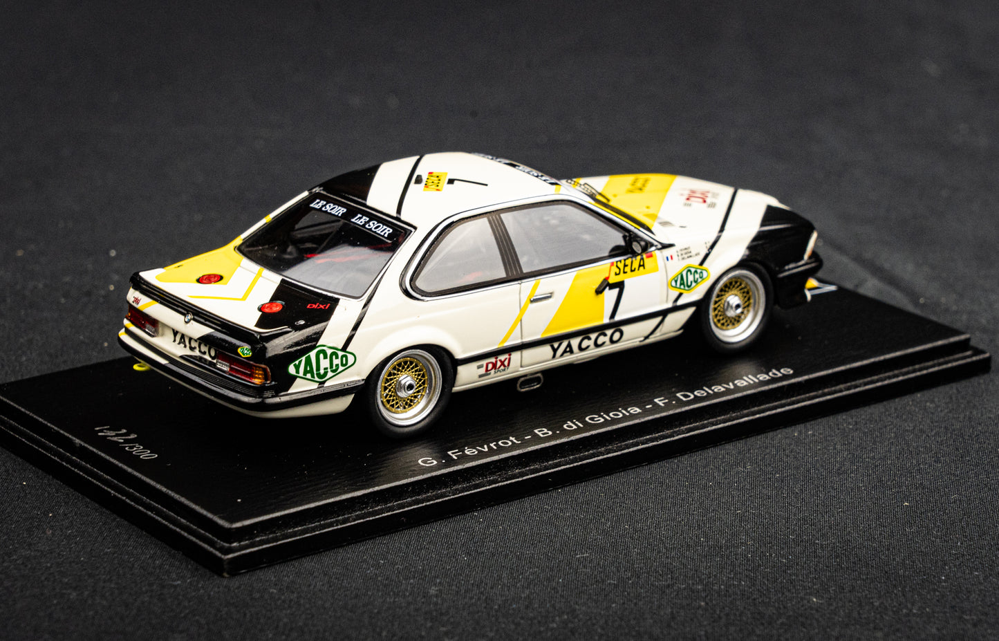 BMW 635csi #7 lim. 300 pcs. Fevrot / di Gioia / Delavallade - 24h Spa 1988 Spark 1:43