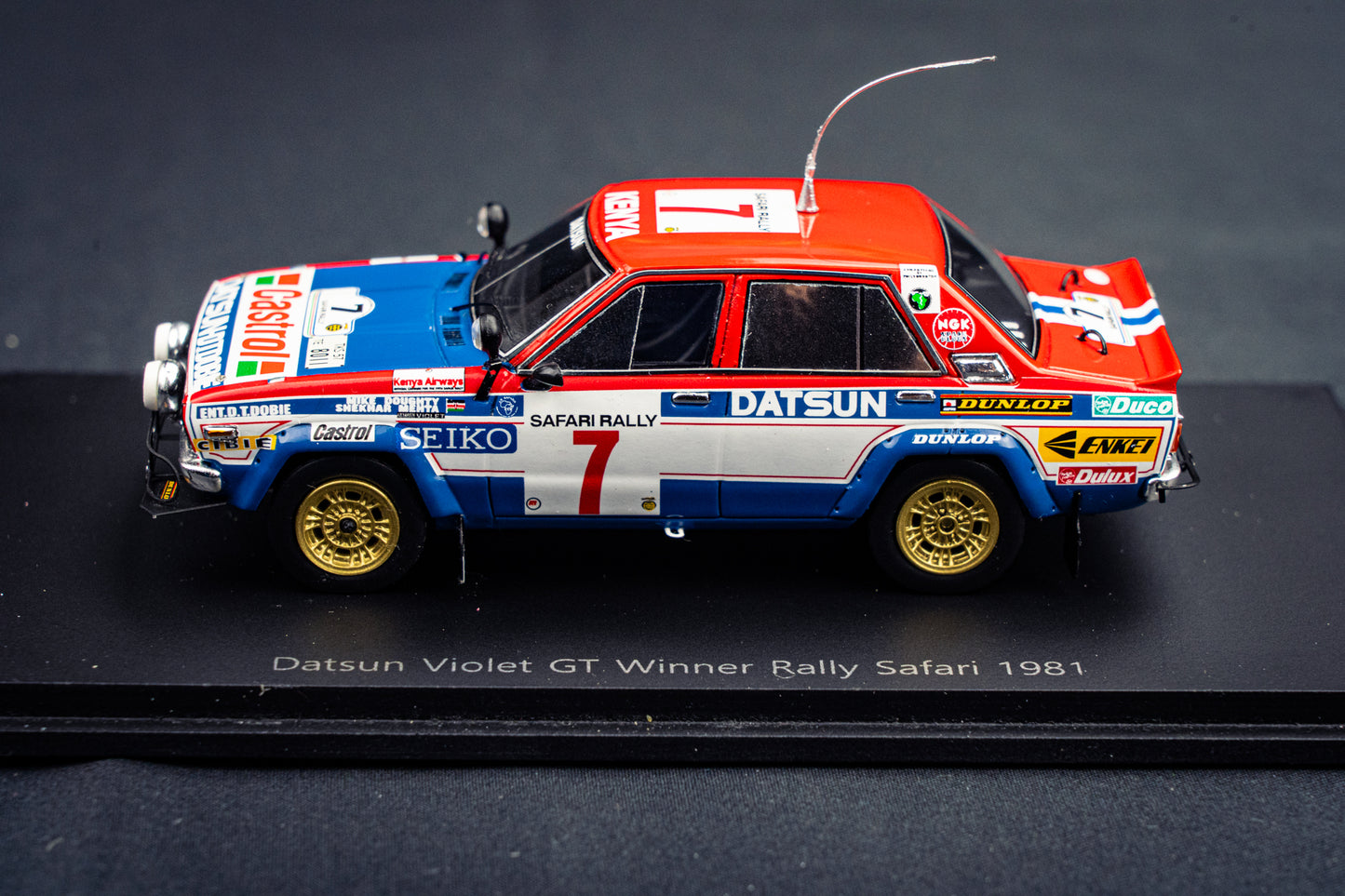 Datsun Violet GT #7 S. Mehta / M. Doughty - Sieger Safari Rallye 1981 - Spark 1:43