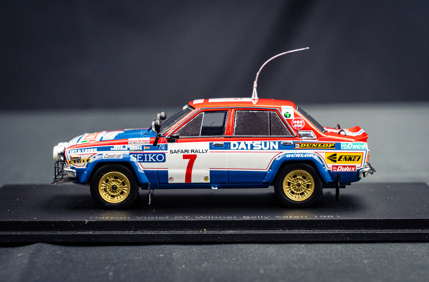 Datsun Violet GT #7 S. Mehta / M. Doughty - Sieger Safari Rallye 1981 - Spark 1:43