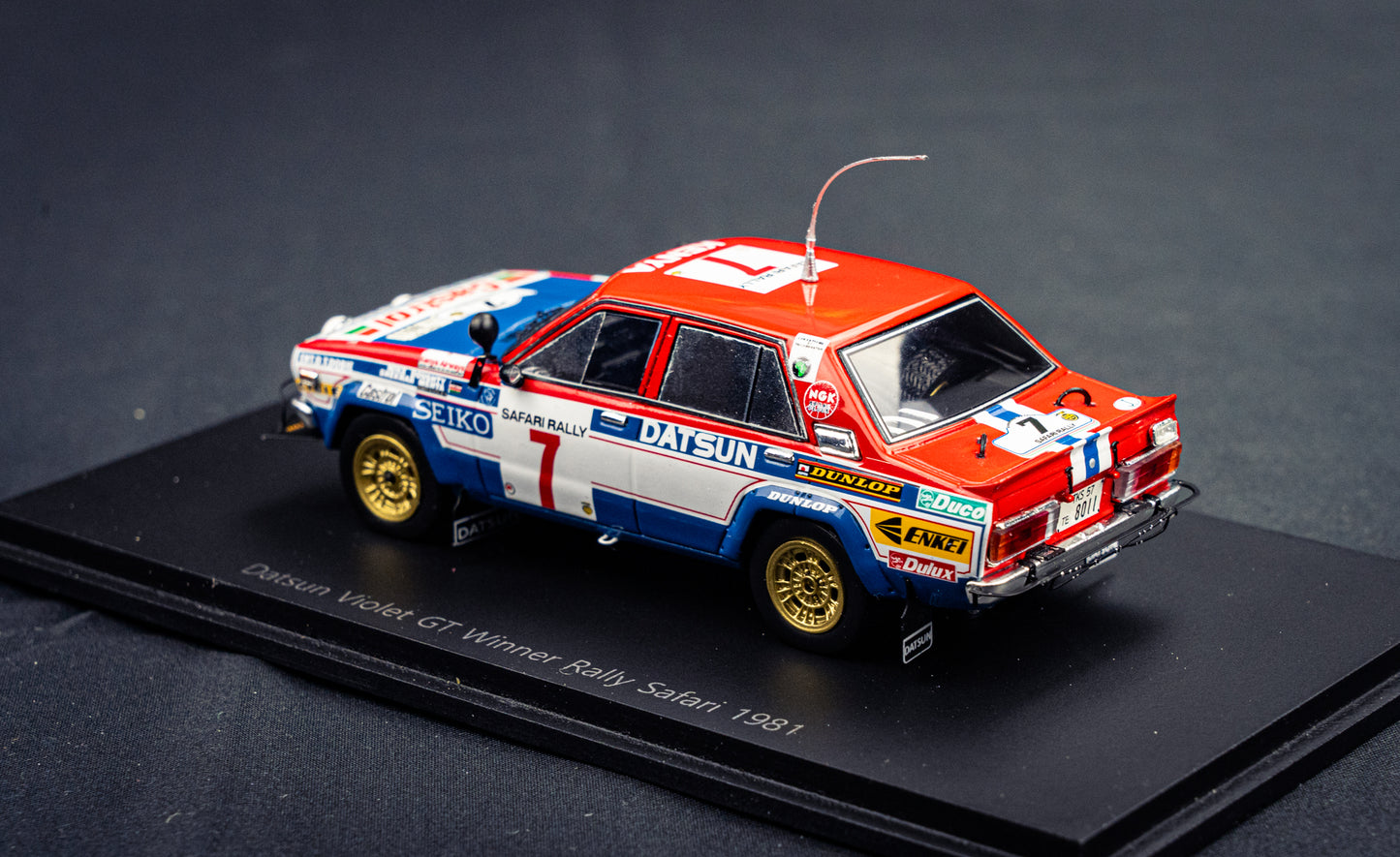 Datsun Violet GT #7 S. Mehta / M. Doughty - Sieger Safari Rallye 1981 - Spark 1:43