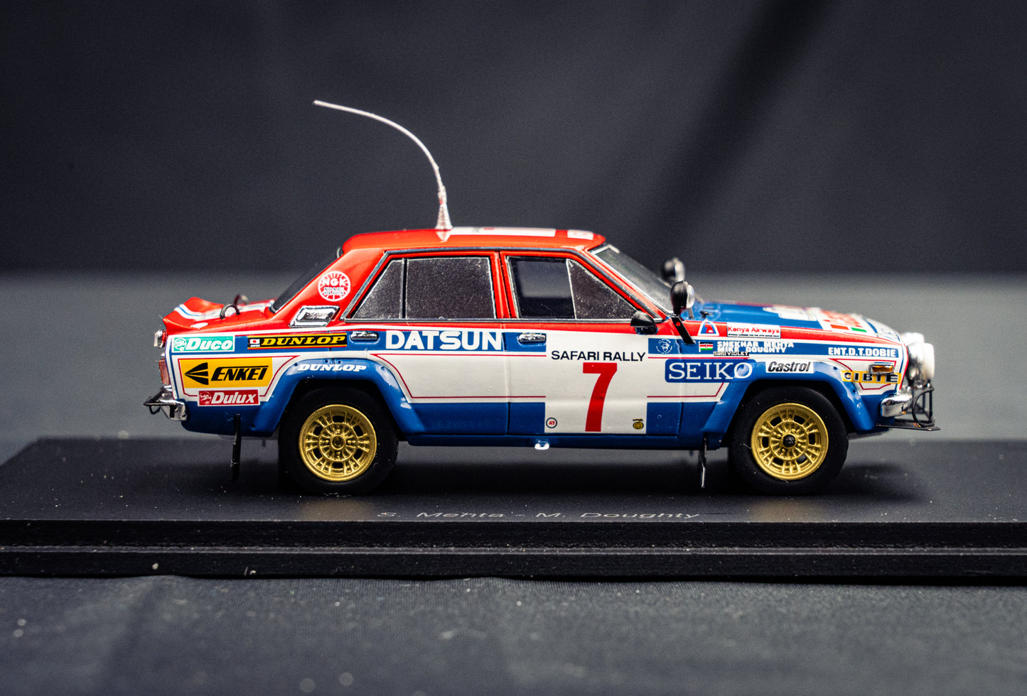Datsun Violet GT #7 S. Mehta / M. Doughty - Sieger Safari Rallye 1981 - Spark 1:43