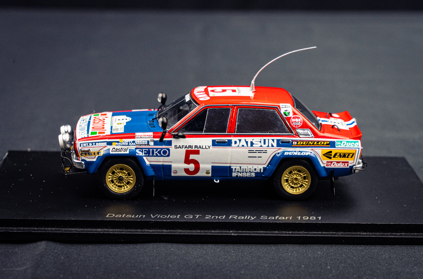 Datsun Violet GT #5 R. Aaltonen / L. Drews - 2nd Safari Rallye 1981 - Spark 1:43