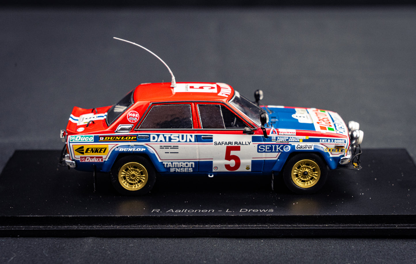 Datsun Violet GT #5 R. Aaltonen / L. Drews - 2nd Safari Rallye 1981 - Spark 1:43