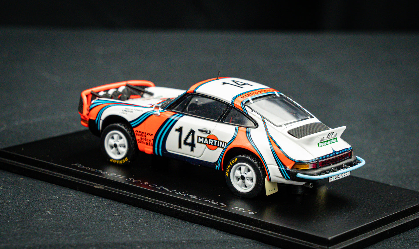 Porsche 911 SC 3.0 no.14 V. Preston jr. / Lyall - 2nd Safari Rallye 1978 - Spark 1:43