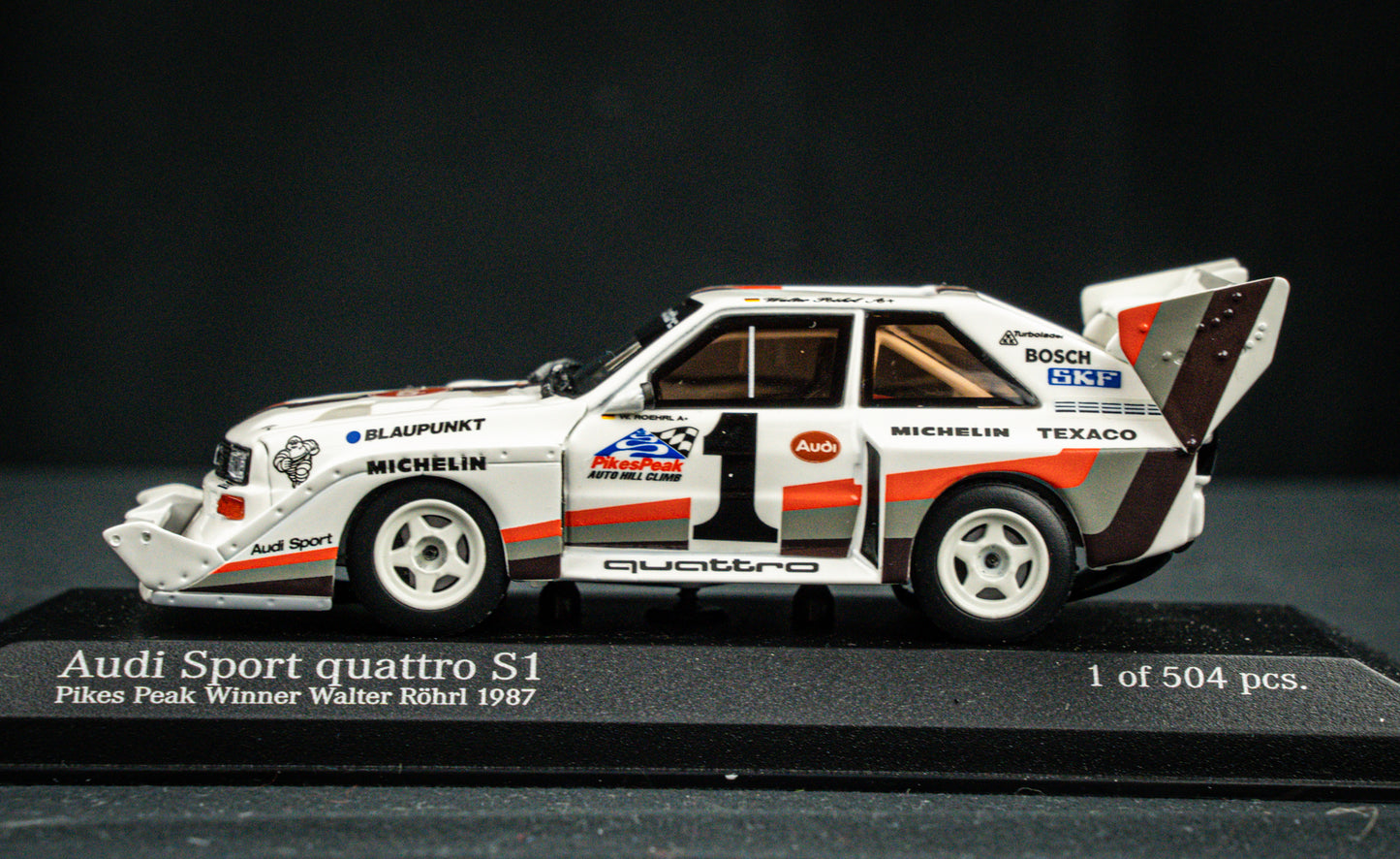 Audi Sport quattro S1 lim. 504 Stk. #1 Walter Röhrl - Sieger Pikes Peak 1987 - Minichamps 1:43