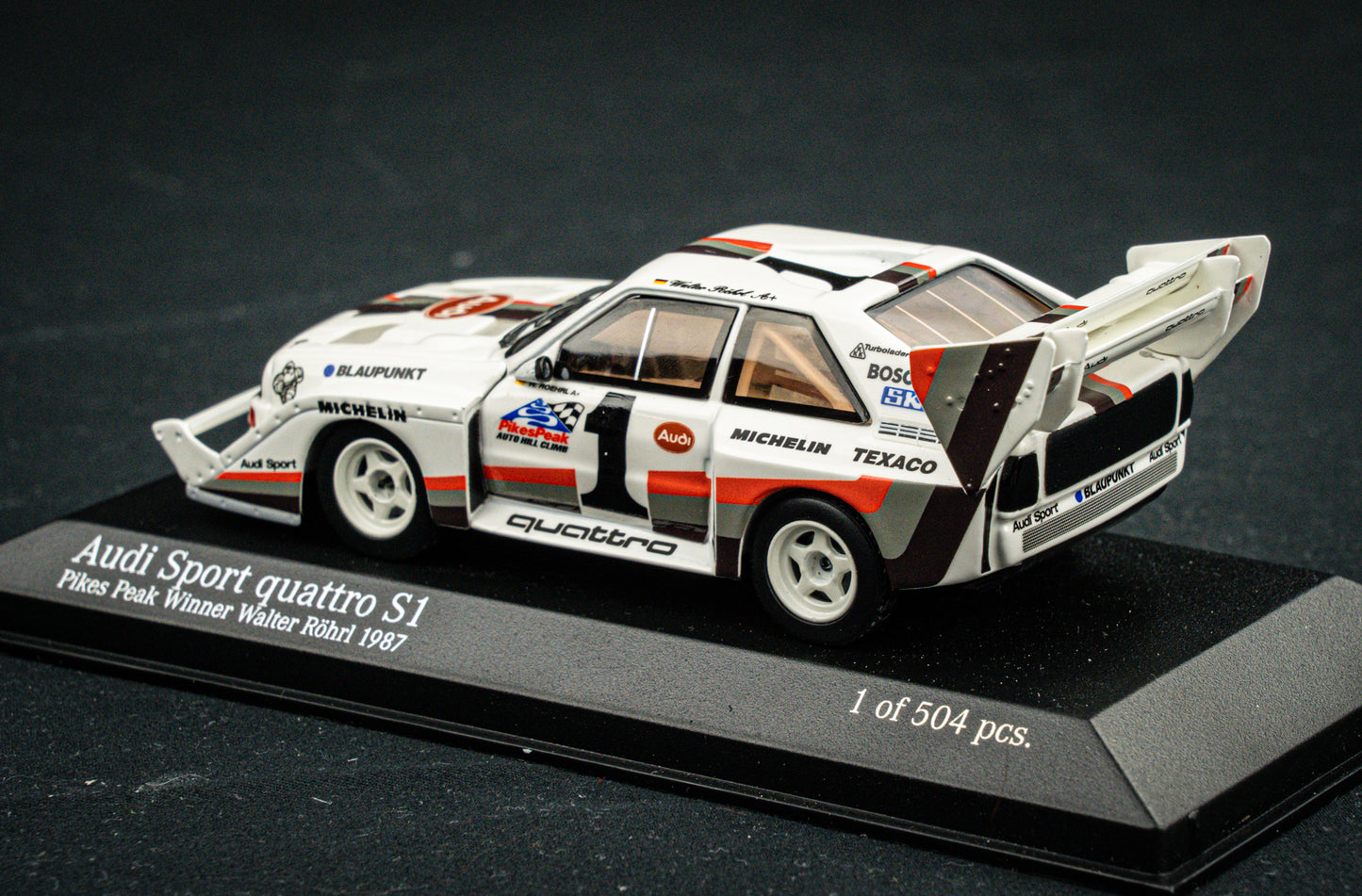 Audi Sport quattro S1 lim. 504 Stk. #1 Walter Röhrl - Sieger Pikes Peak 1987 - Minichamps 1:43
