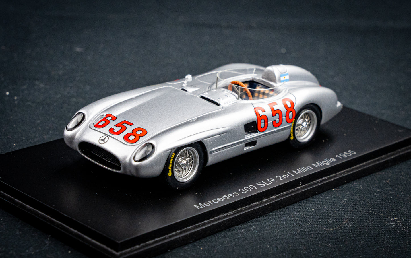 Mercedes 300 SLR no.658 J.M. Fangio P2 Mille Miglia 1955 1:43 Spark