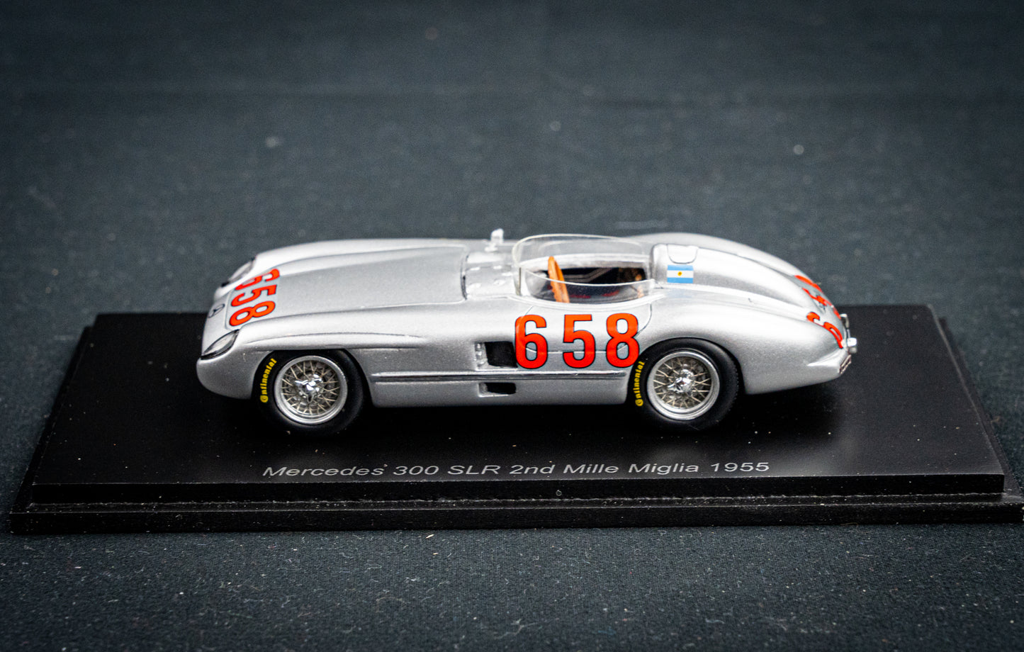 Mercedes 300 SLR no.658 J.M. Fangio P2 Mille Miglia 1955 1:43 Spark