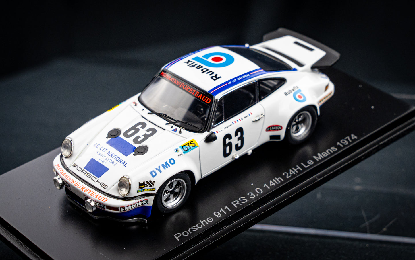 Porsche 911 RS 3.0 no.63 J.C.Lagniez/G.Meo/J.Egreteuad 14th 24h LeMans 1974 Spark 1:43