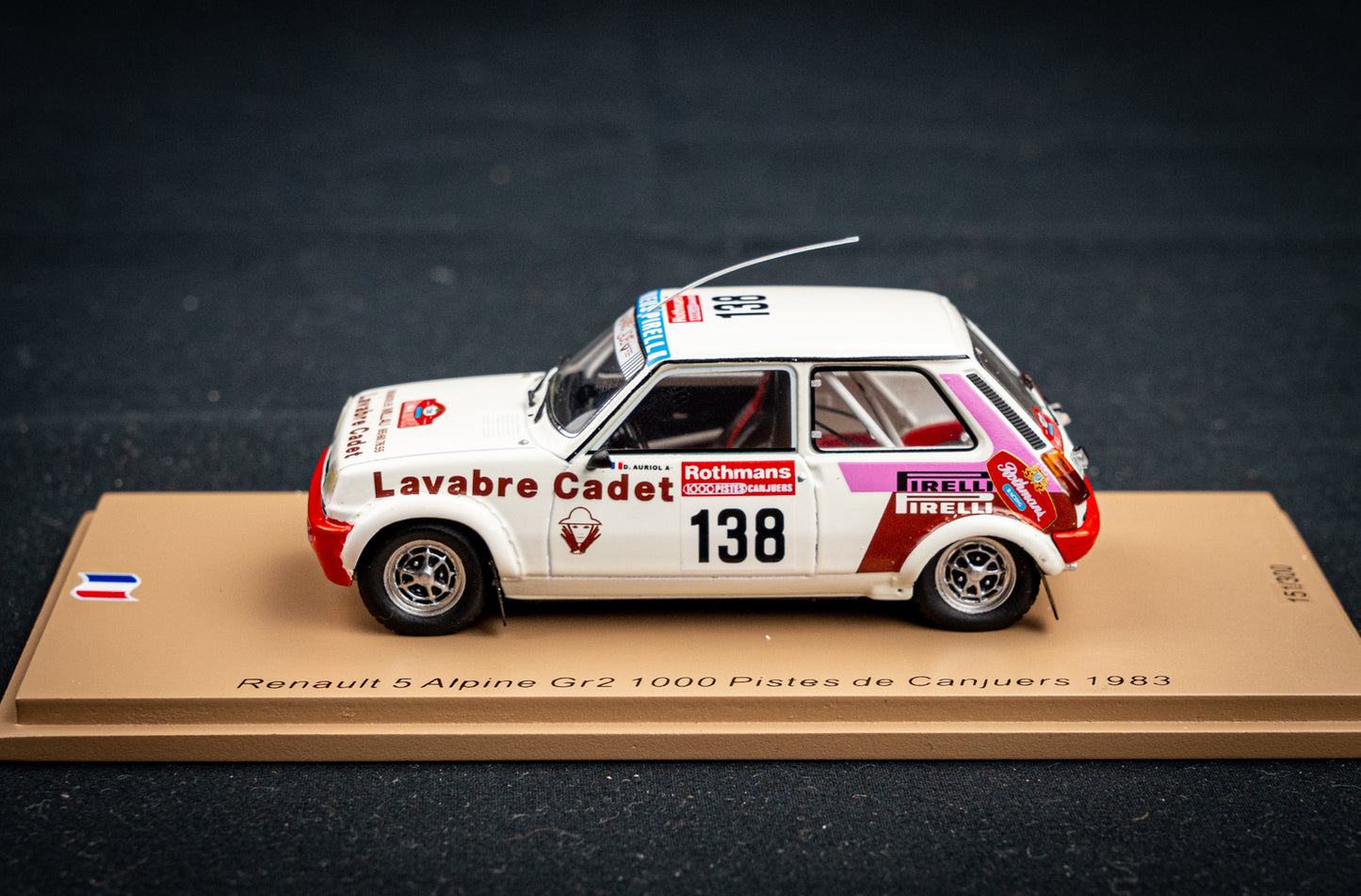 Renault 5 Alpine Gr.2 lim. 300 Stk. #138 D. Auriol / J.Y. Tussiot - Rallye 1000 Piste de Canjuers 83 Spark 1:43