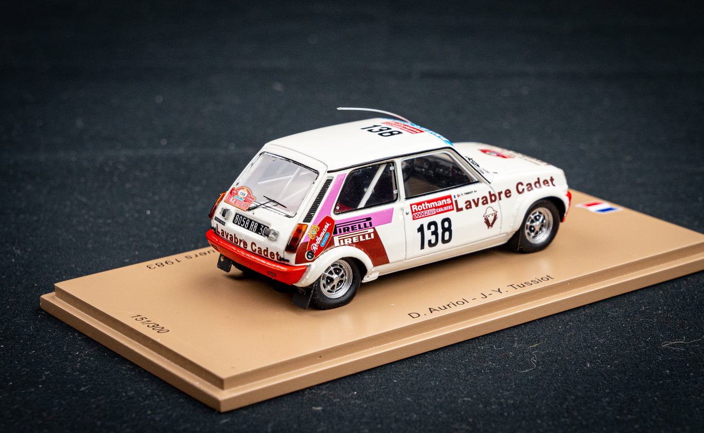 Renault 5 Alpine Gr.2 lim. 300 Stk. #138 D. Auriol / J.Y. Tussiot - Rallye 1000 Piste de Canjuers 83 Spark 1:43
