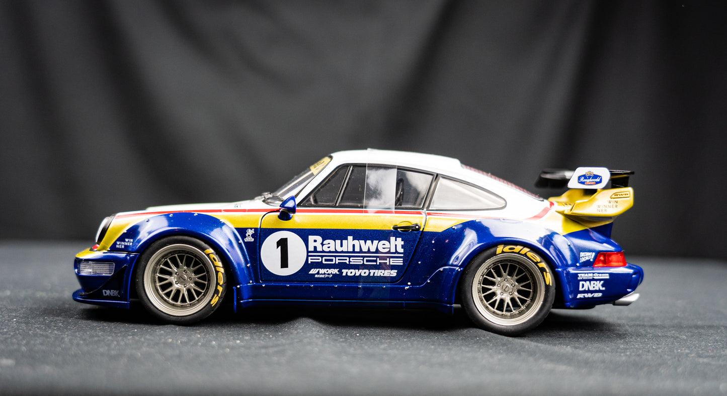 Porsche 911 (964) RWB Rauh - Welt 2022 blue / white / red / gold - Solido 1:18