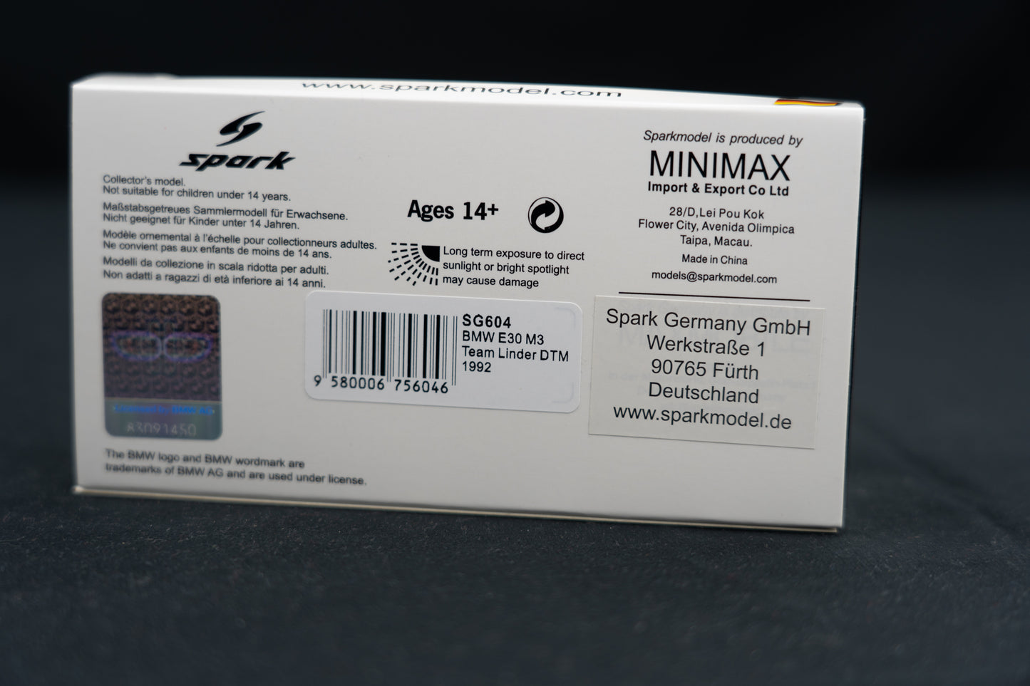 BMW M3 E30 lim. 500 Stk. no.19 Armin Hahne - Team Lindner DTM 1992 - Spark 1:43