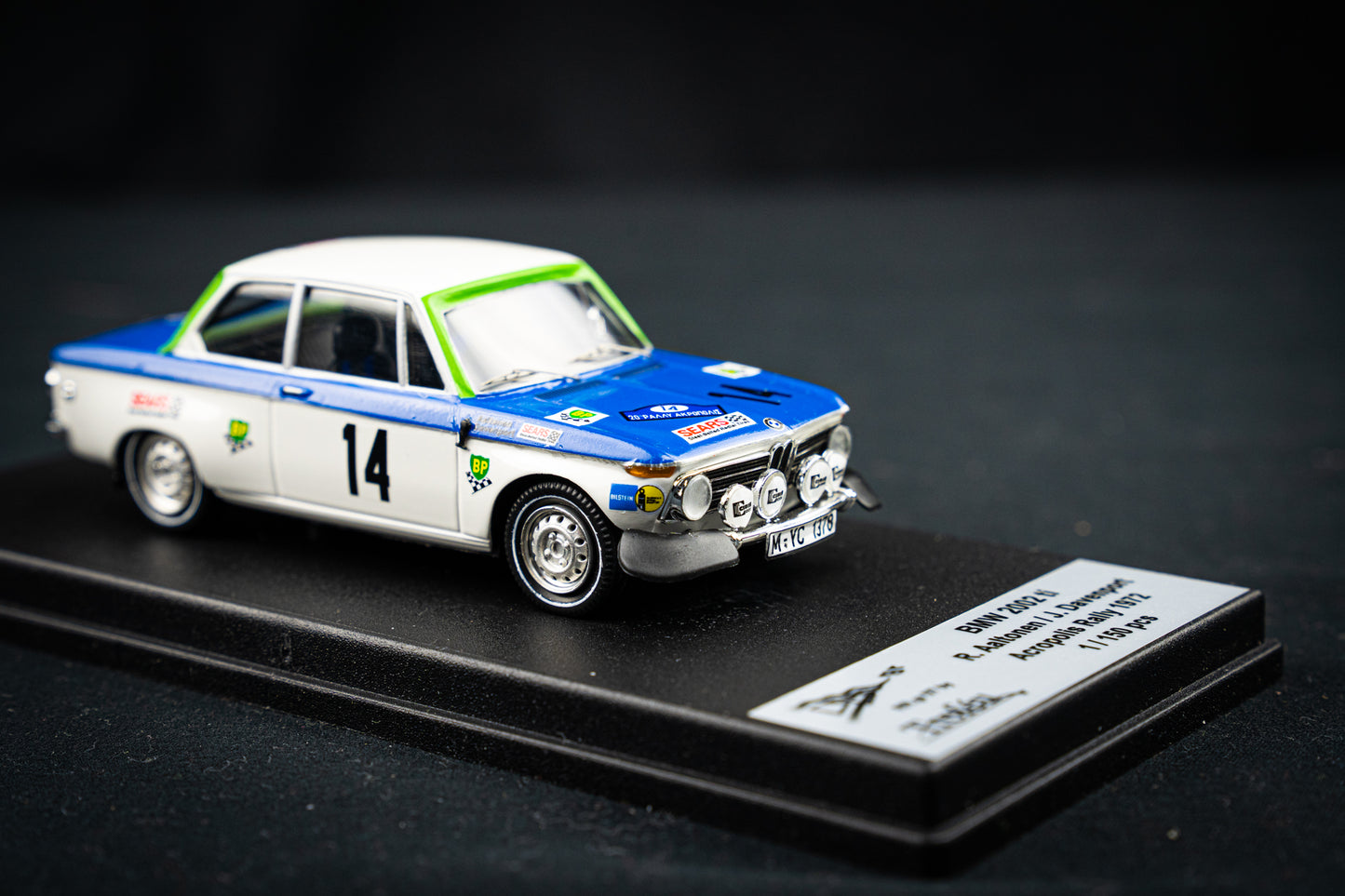 BMW 2002 ti #14 Rauno Altonen / J. Davenport - Acropolis Rallye 1972 lim. Edition 1 / 150 1:43 Trofeu