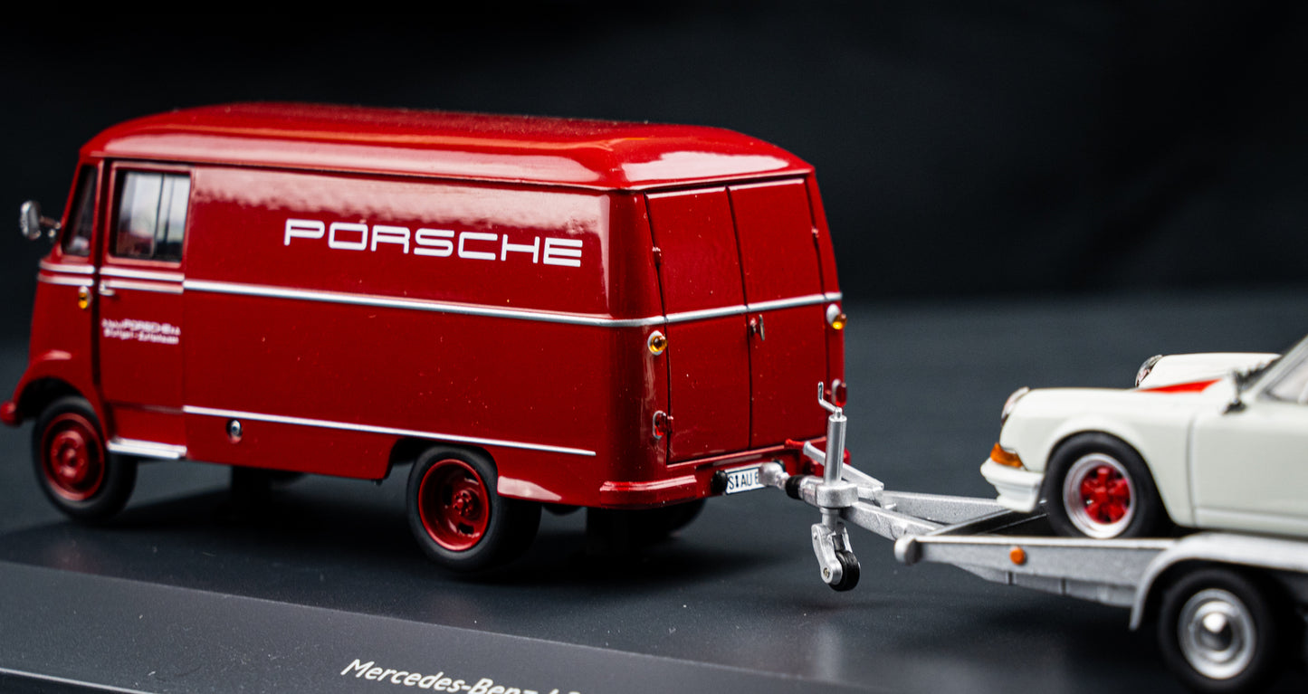 Schuco Car - Set 1:43 Mercedes L319 Transporter mit Porsche 911 RS am Hänger