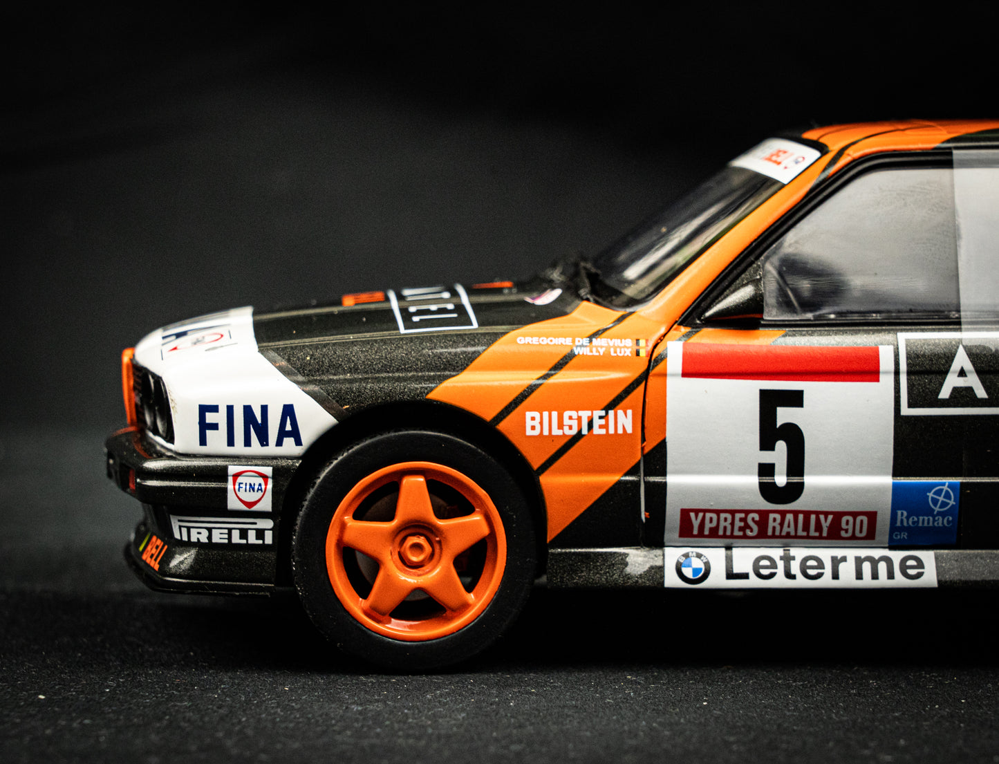 BMW M3 (E30) #5 DeMevius / Lux - P3 Ypres Rallye 1990 - Solido 1:18