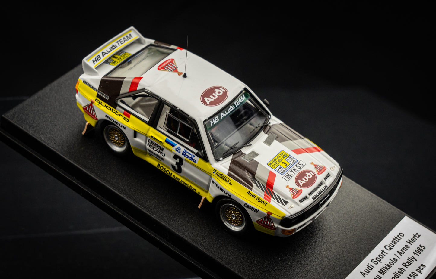 Audi Sport Quattro lim. edition 1/150 Stk. #3 Mikkola / Hertz P3 Schweden Rallye 1985