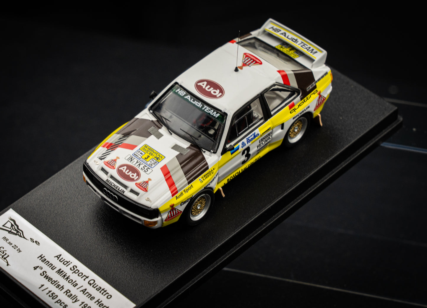 Audi Sport Quattro lim. edition 1/150 Stk. #3 Mikkola / Hertz P3 Schweden Rallye 1985