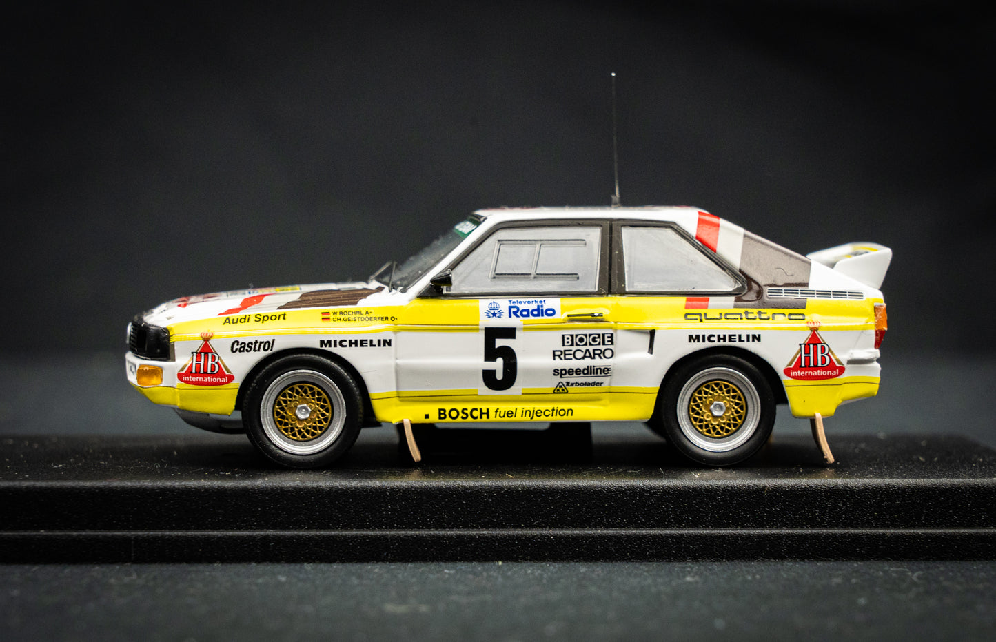 Audi Sport Quattro lim. edition 1/150 Stk. #5 Röhrl / Geistdörfer Schweden Rallye 1985