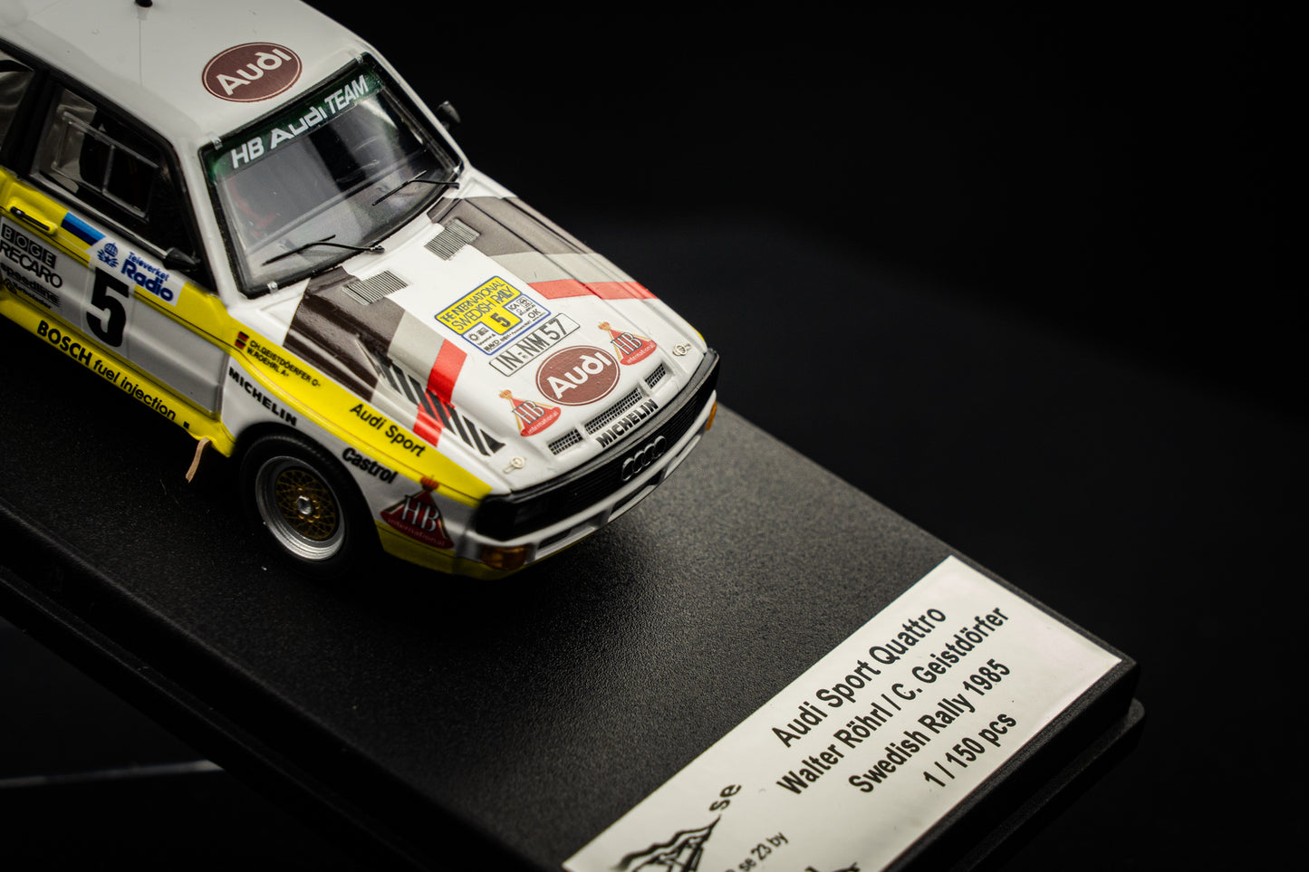 Audi Sport Quattro lim. edition 1/150 Stk. #5 Röhrl / Geistdörfer Schweden Rallye 1985