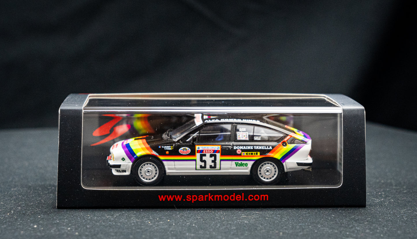 Alfa GTV6 #53 Y. Loubet / R. Alemany P17 Rallye Korsika / Tour de Corse 1982 Spark 1:43