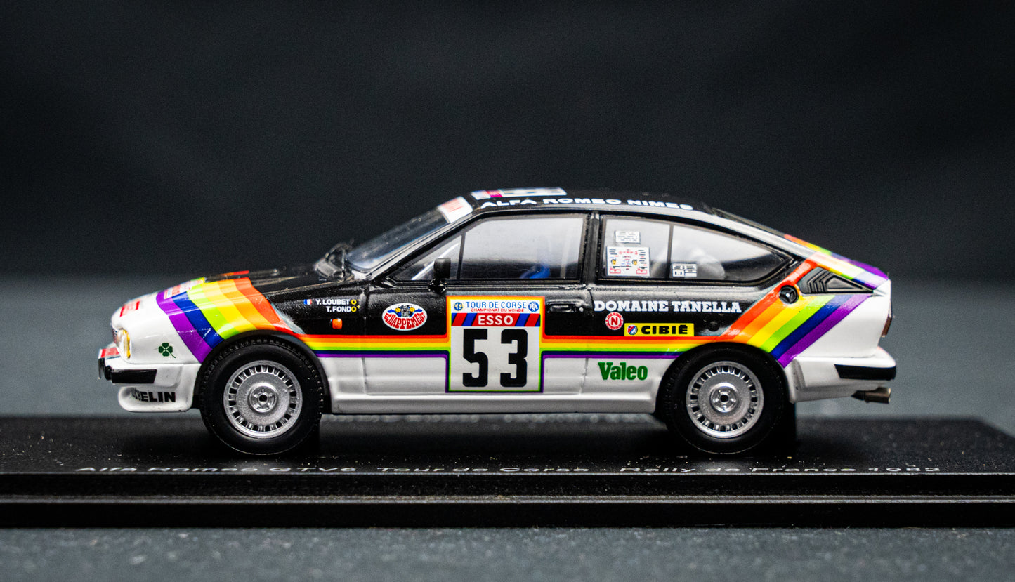 Alfa GTV6 #53 Y. Loubet / R. Alemany P17 Rallye Korsika / Tour de Corse 1982 Spark 1:43