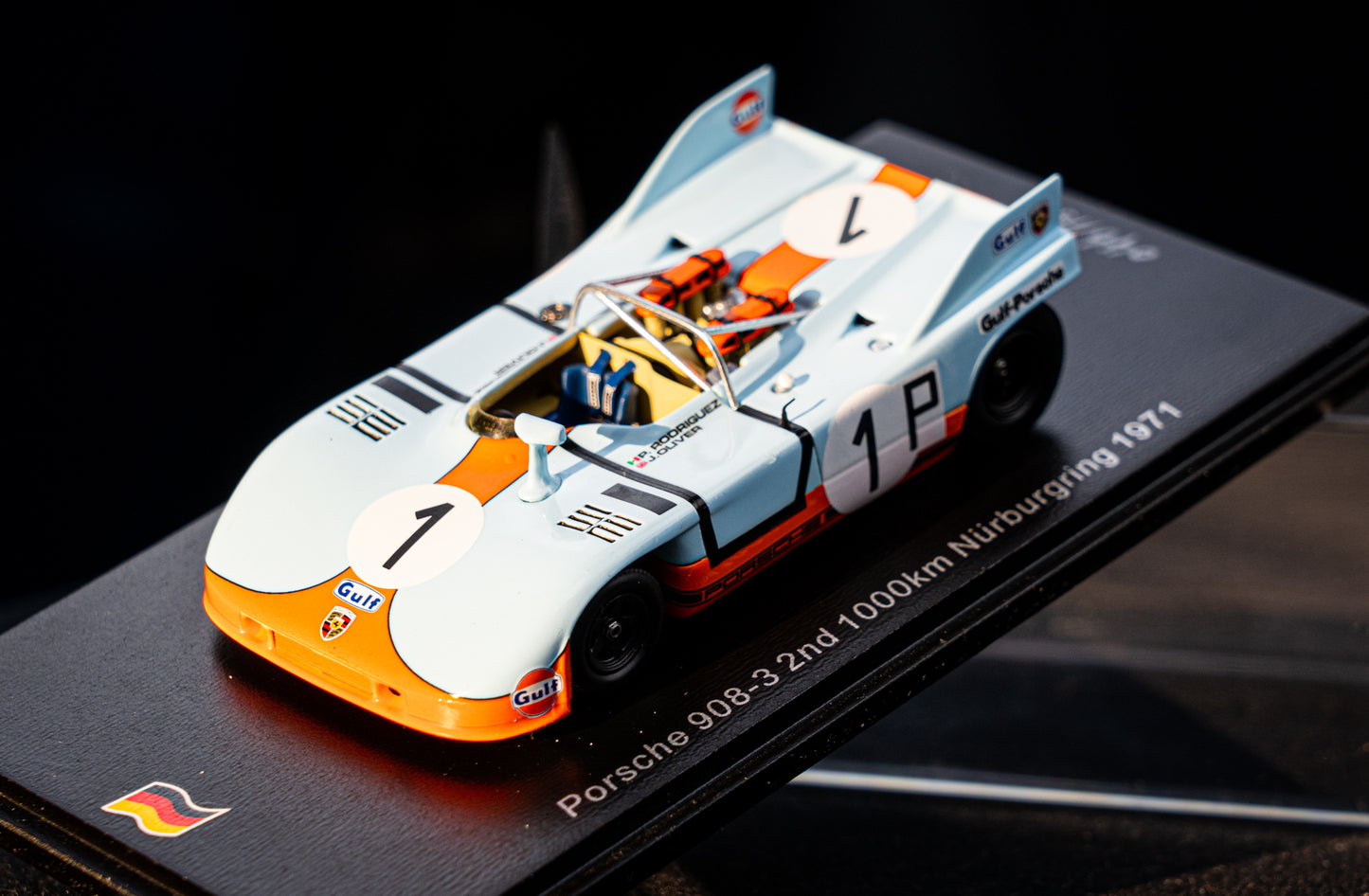 Porsche 908/03 #1 lim. 750 pcs. Rodriguez/Siffert 2nd 1000km Nürburgring 1971 Spark 1:43