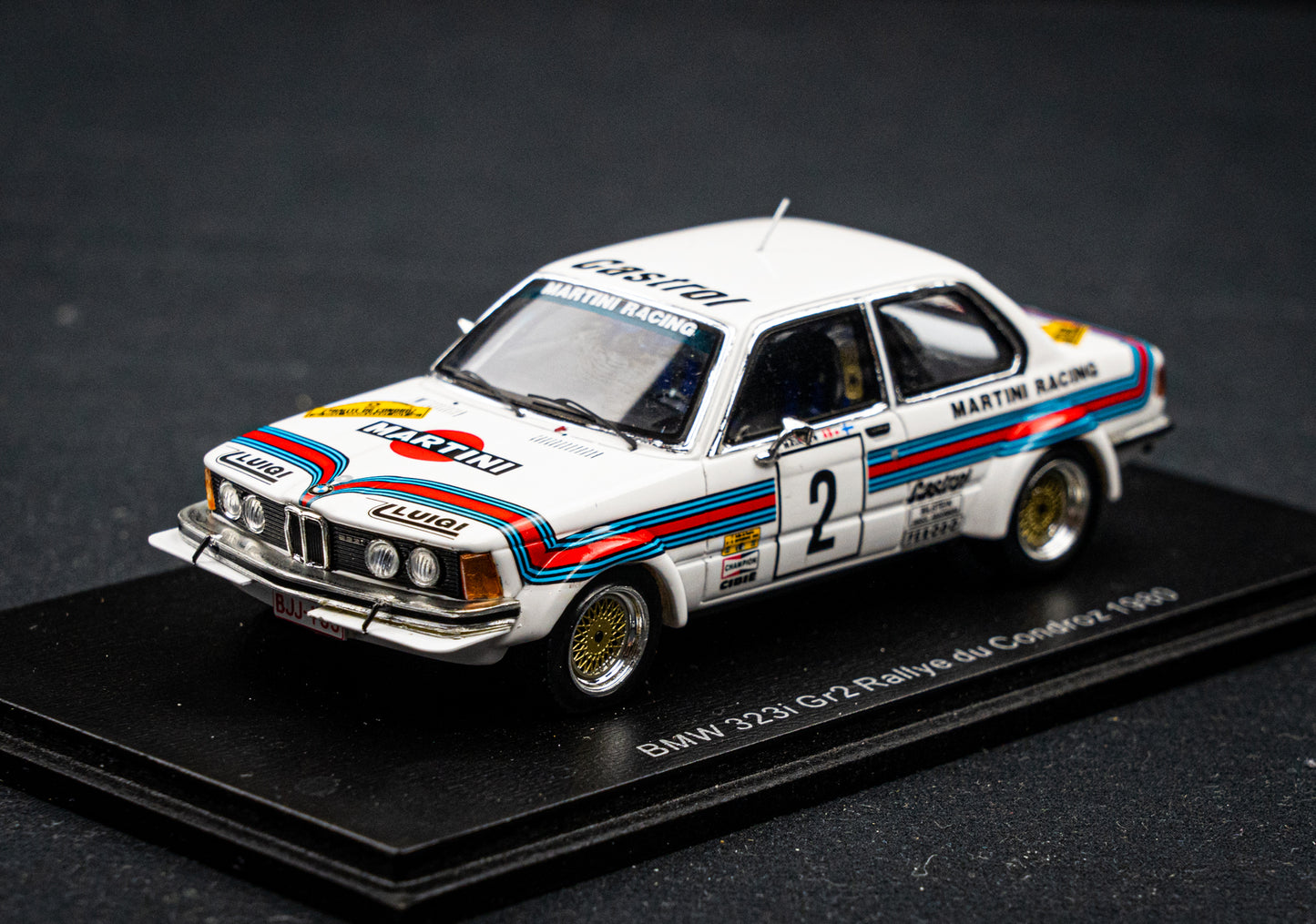 BMW 323i E21 Gr.2 #2 T. Mäkinen / A. Aho Rallye du Condroz 1980 1:43 Spark