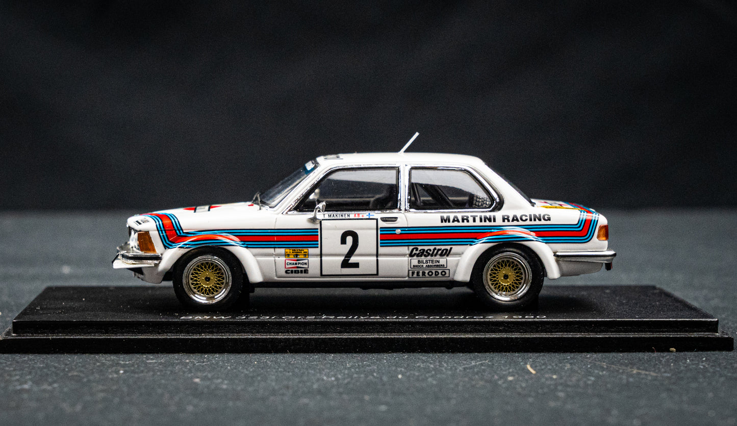 BMW 323i E21 Gr.2 #2 T. Mäkinen / A. Aho Rallye du Condroz 1980 1:43 Spark