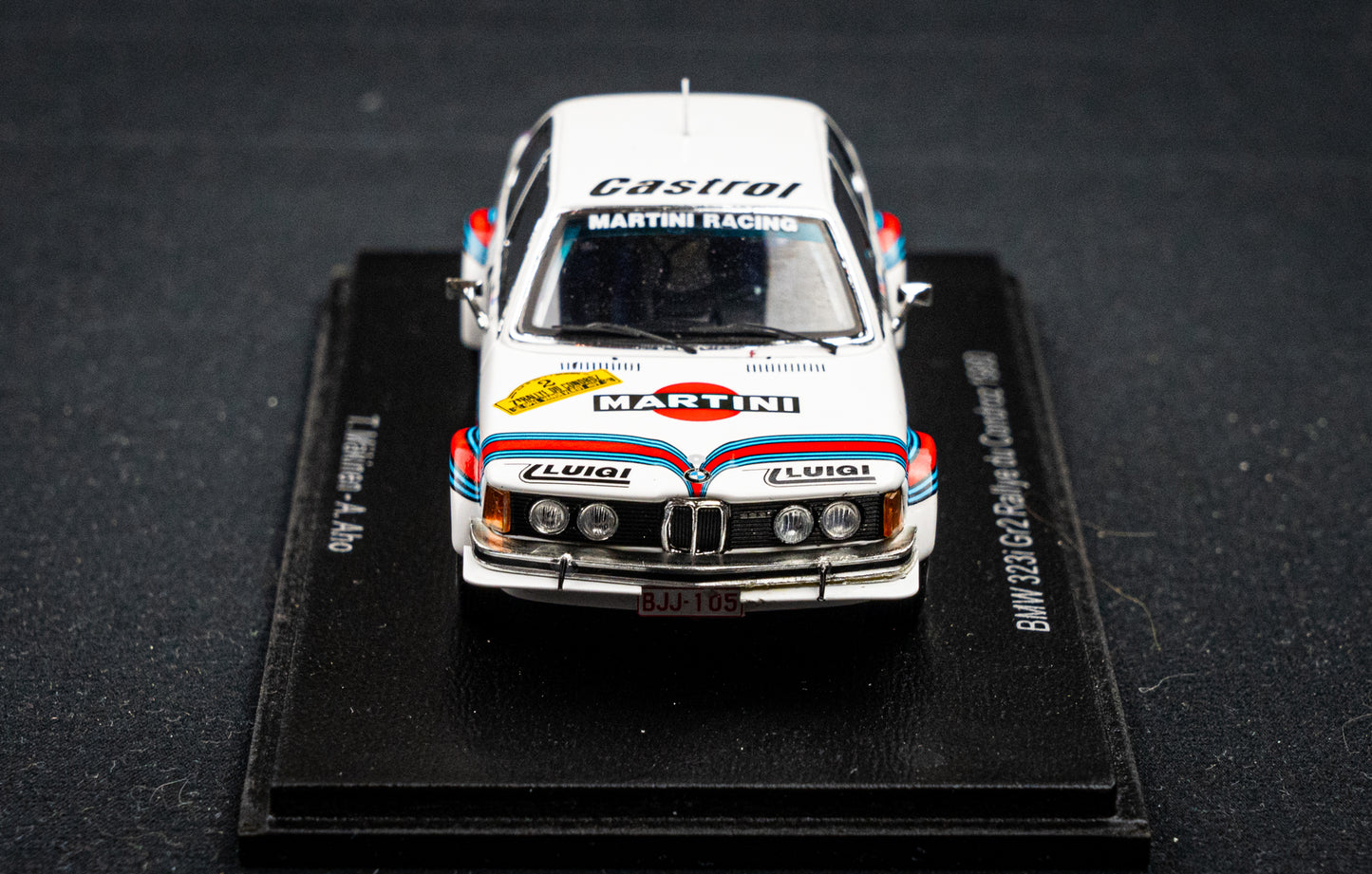 BMW 323i E21 Gr.2 #2 T. Mäkinen / A. Aho Rallye du Condroz 1980 1:43 Spark