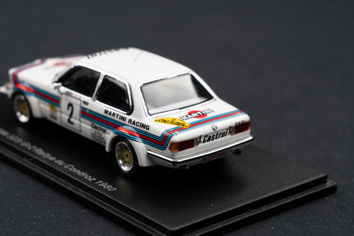 BMW 323i E21 Gr.2 #2 T. Mäkinen / A. Aho Rallye du Condroz 1980 1:43 Spark