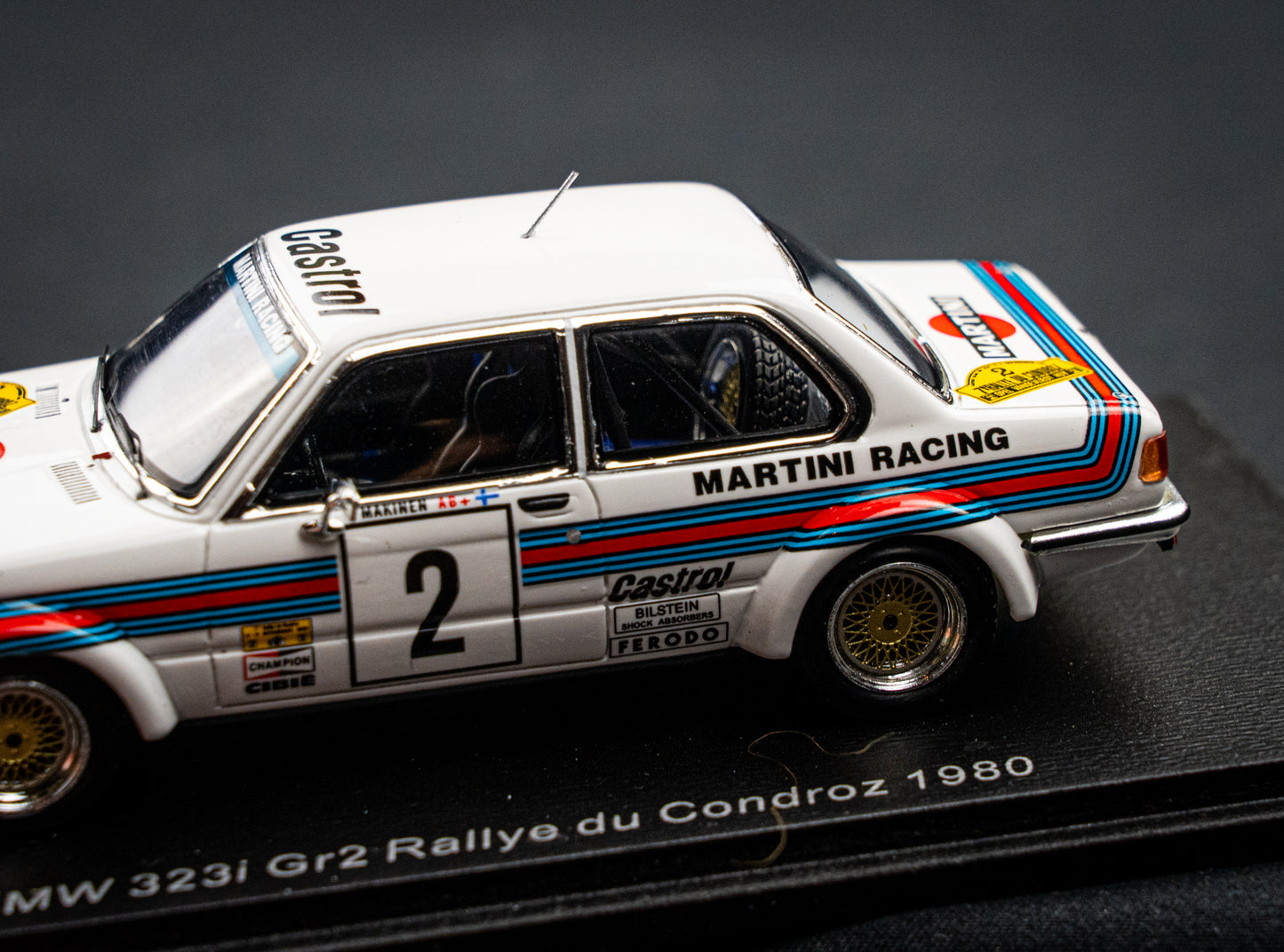 BMW 323i E21 Gr.2 #2 T. Mäkinen / A. Aho Rallye du Condroz 1980 1:43 Spark