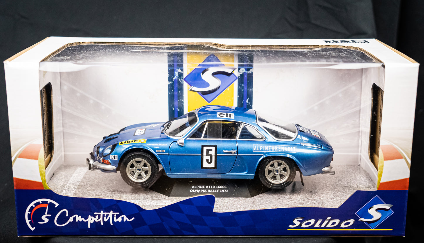 Renault Alpine A110 1600S, Jean Pierre Nicholas, Olympia Rallye 1972 Solido 1:18