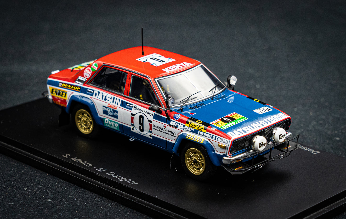 Datsun Violet 160J GT #9 S. Mehta / M. Doughty - Sieger Safari Rallye 1979 - Spark 1:43