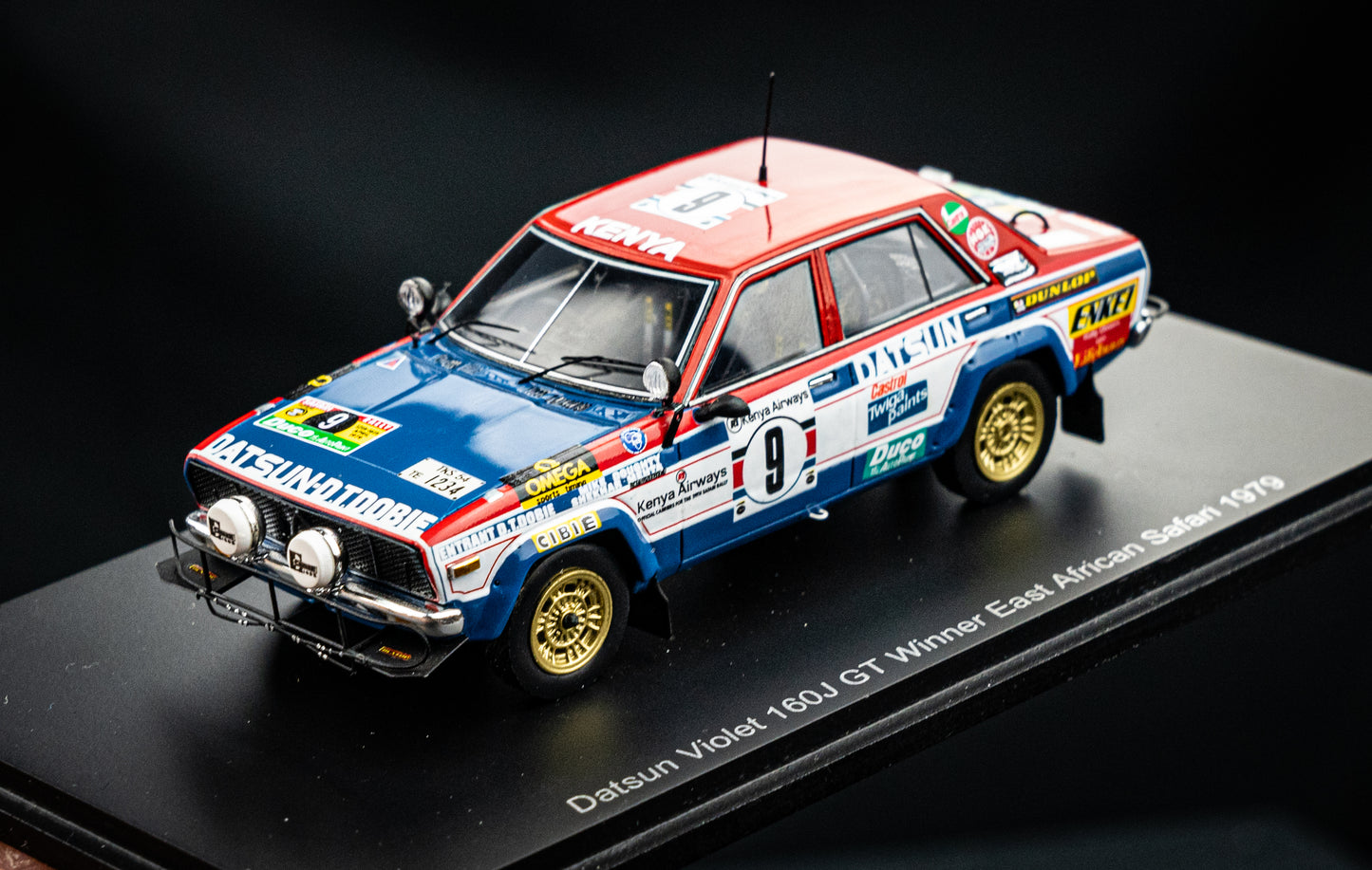 Datsun Violet 160J GT #9 S. Mehta / M. Doughty - Sieger Safari Rallye 1979 - Spark 1:43